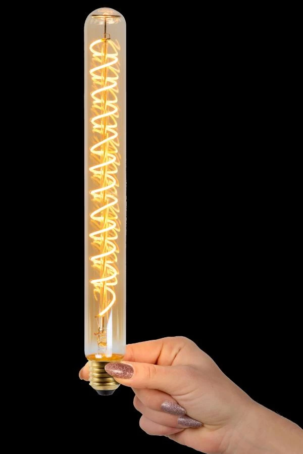 Lucide T32 - Ampoule filament - Ø 3,2 cm - LED Dim. - E27 - 1x4,9W 2200K - Ambre - ambiance 2